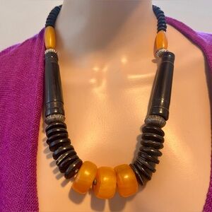 Vintage Africa Ethnic Handcrafted Berber Beaded Chunky Necklace 23”